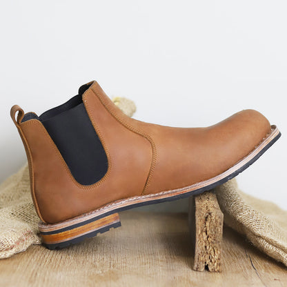 Goodyear Welted Chestnut buffalo leather Chelsea Boots