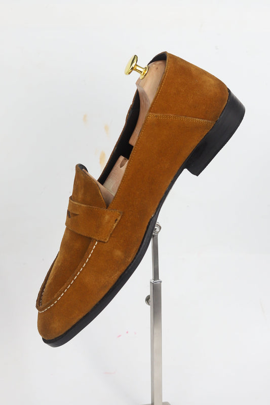 Goodyear Welted Chestnut Suede Leather Comfy Loafer