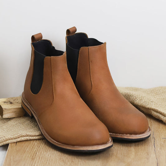 Goodyear Welted Chestnut buffalo leather Chelsea Boots