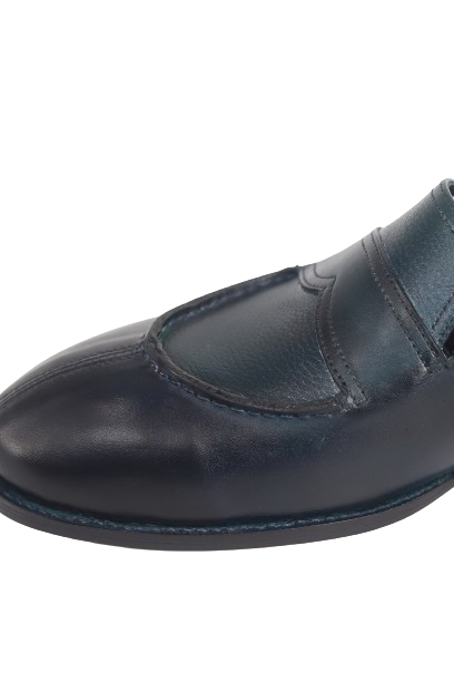 Goodyear Welted Navy Blue leather Penny Loafers