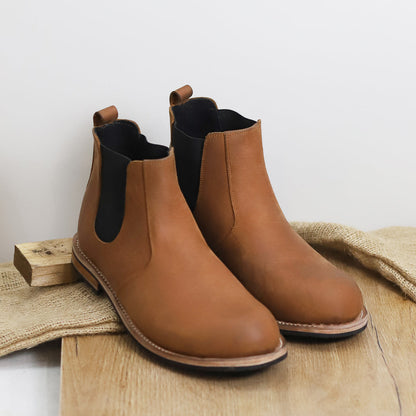 Goodyear Welted Chestnut buffalo leather Chelsea Boots