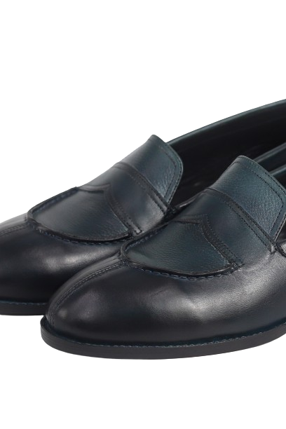 Goodyear Welted Navy Blue leather Penny Loafers