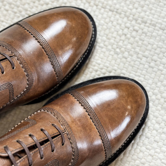 Goodyear Welted light brown and tan leather Captoe Oxford Shoes