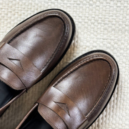 Goodyear Welted brown leather boulder sole Penny Loafers