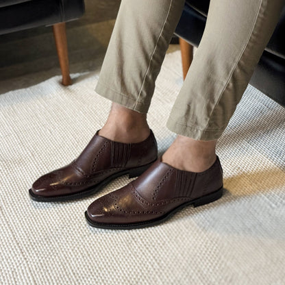 Goodyear Welted Brown Wingtip Full brogue Chelsea Full Grain Leather Shoe